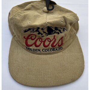 New Coors Banquet Golden Colorado Corduroy Tan Trucker Hat Fishing Cap Embroider